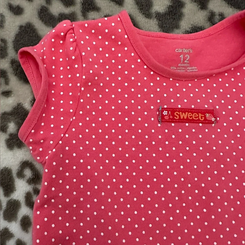 Carter’s Polka Dot Graphic Tee in Pink Size 12 months